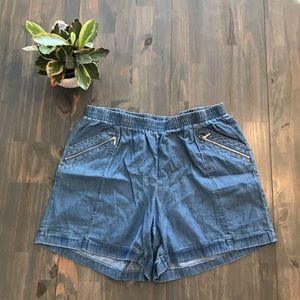 Modamix elastic waist denim shorts